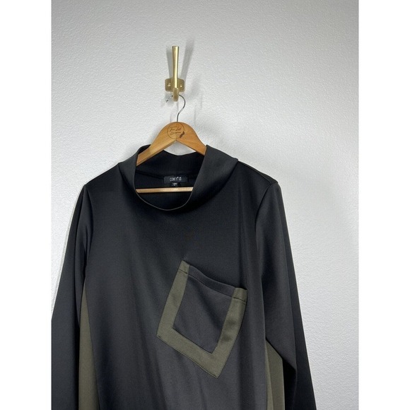Comfy USA Asymmetric Swing Tunic Top Large L Color Block Mock Neck - Picture 3 of 7